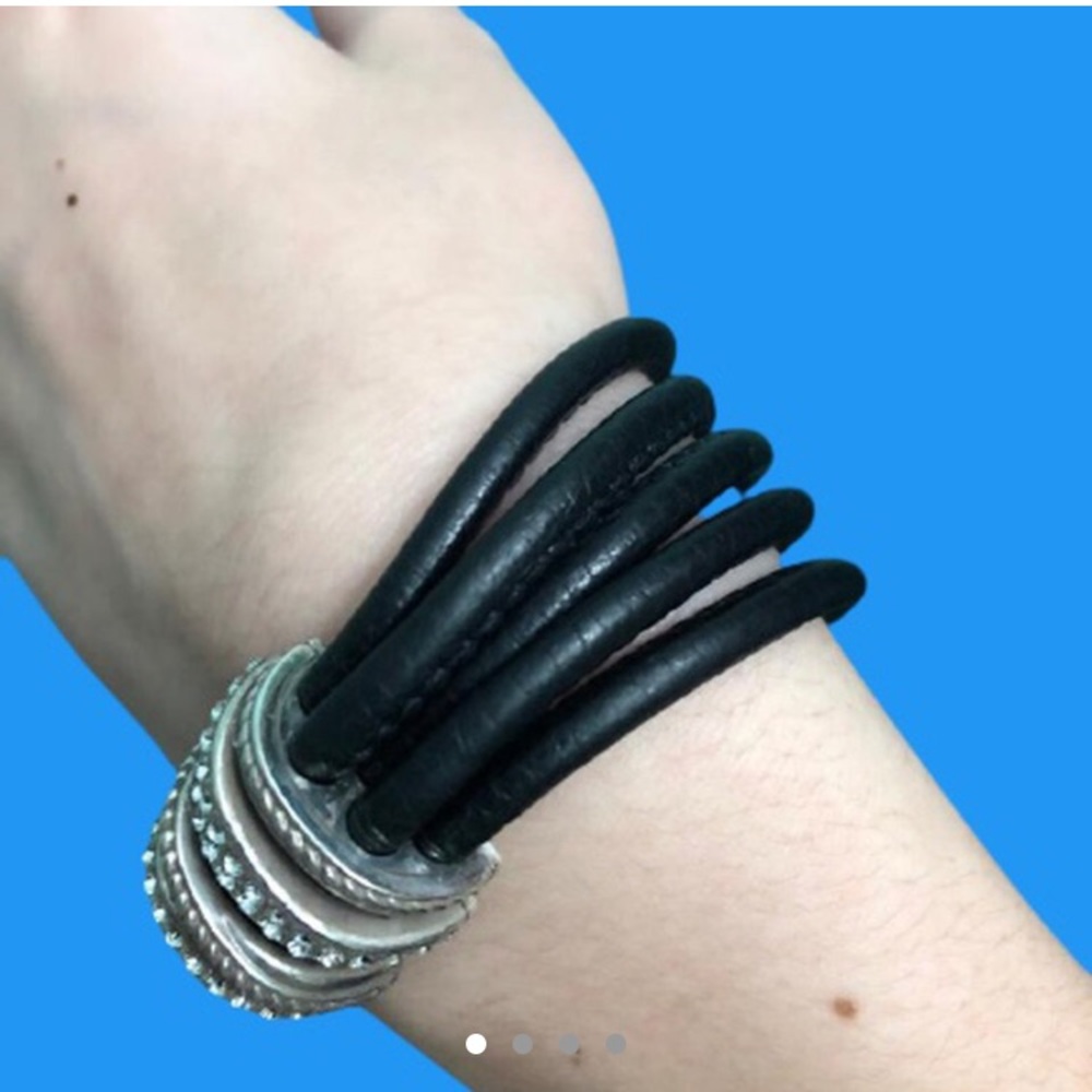 Handsome black cotton cords bracelet.